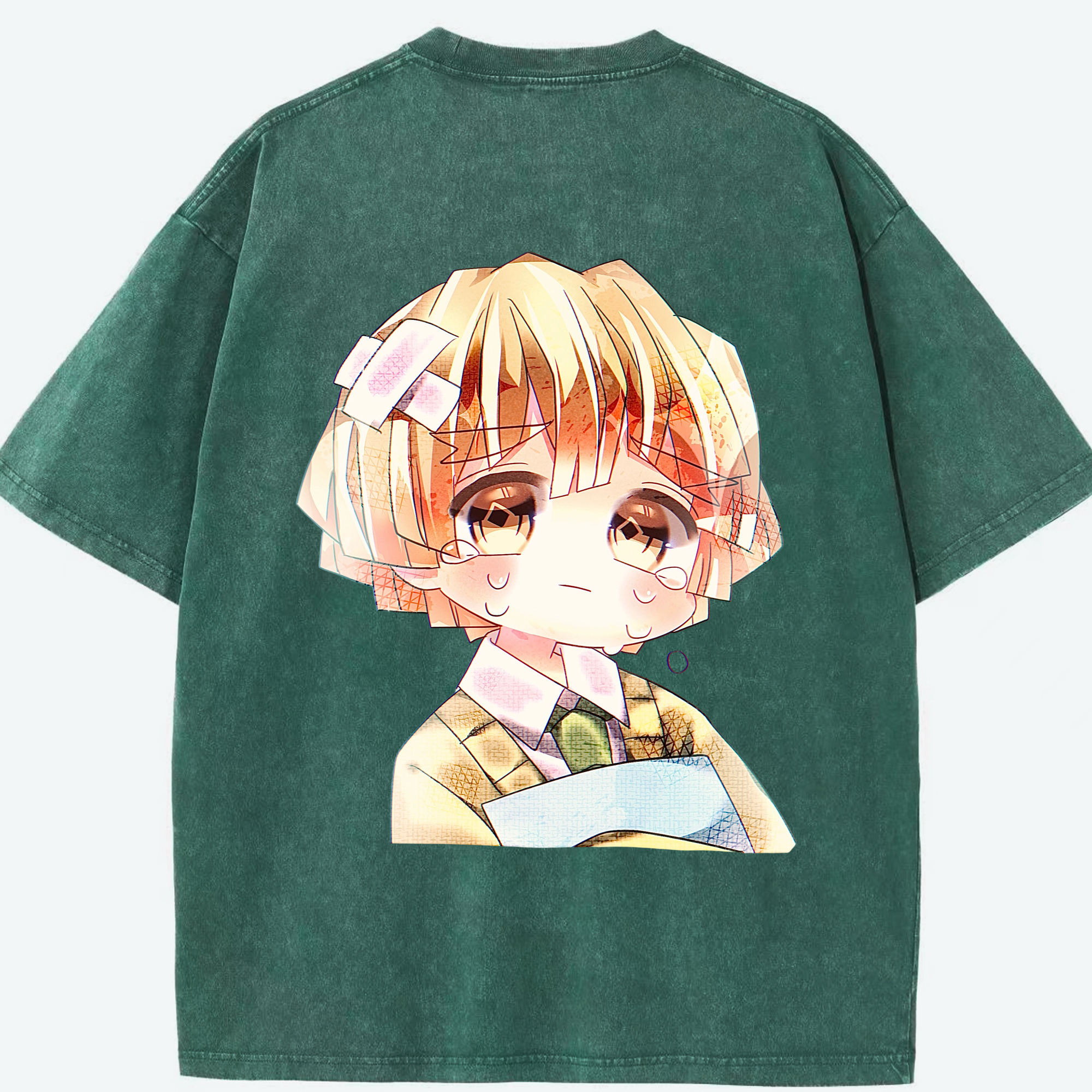 （画像用） 鬼滅の刃（きめつのやいば）我妻 善逸／あがつま ぜんいつ Agatsuma Zenitsu 綿100% ヴィンテージ風 半袖Tシャツ（背面プリント）